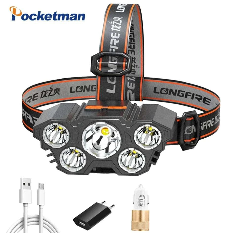 High Lumens 5LED Headlamp Super Bright
